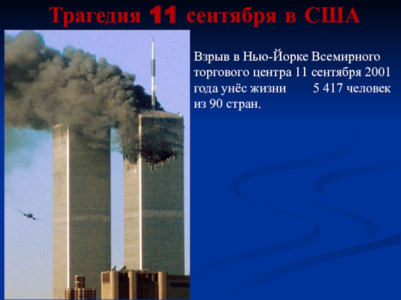 Трагедия 11 сентября 2001 года итоги и последствия проект