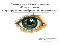 Презентация по биологии Глаз и зрение. Формирование изображения на сетчатке (8 класс)