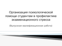 Организация психологической помощи студентам в условиях экзаменационного стресса