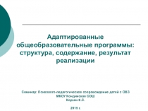 Адаптированные общеобразовательные программы: структура, содержание, результат реализации