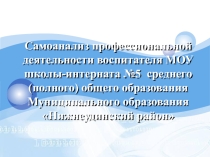 Самоанализ профессиональной деятельности воспитателя