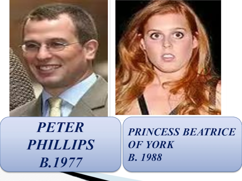 The British Royal Family 8 grade PETER PHILLIPSB.1977 PRINCESS BEATRICE OF YORKB. 1988 PETER PHILLIPSB.1977 PRINCESS BEATRICE OF YORKB. 1988
