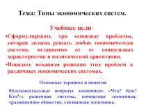 Урок по обществознанию Типы экономических систем