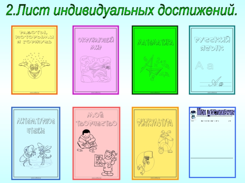 Презентация по теме Собираем портфолио - дневник достижений 2.Лист индивидуальных достижений. 2.Лист индивидуальных достижений.