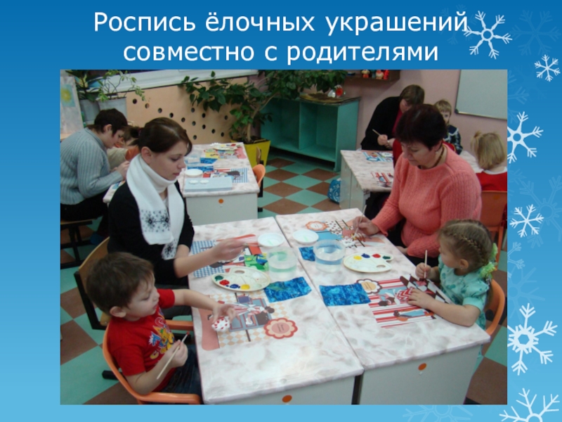 Презентация к проекту: Добрый праздник христиан – Рождество Христово. Подарки для Рождественской ёлочки. Роспись ёлочных украшений совместно с родителями Роспись ёлочных украшений совместно с родителями
