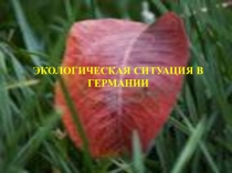 Презентация по немецкому языку на тему: ЭКОЛОГИЧЕСКАЯ СИТУАЦИЯ В ГЕРМАНИИ