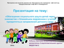Обогащение социального опыта детей через знакомство с ближайшим окружением с учетом приоритетных направлений детского сада