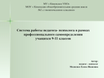 Презентация Система работы педагога- психолога в рамках профессионального самоопределения учащихся 9-11 классов