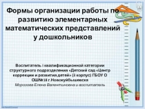 Формы организации работы по развитию элементарных математических представлений у дошкольников