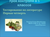 Презентация. Урок контроля в 5 классе. Тестирование по литературе.