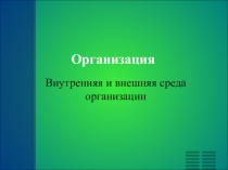 Презентация по экономике на тему Внутренняя и внешняя среда организации