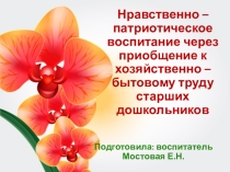 Нравственно-патриотическое воспитание через приобщение к хозяйственно бытовому труду старших дошкольников
