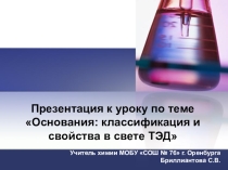 Презентация по химии на тему Основания: классификация и свойства в свете ТЭД (8 класс)