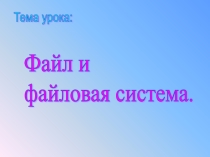 Презентация по информатике на тему Файл и файловая система