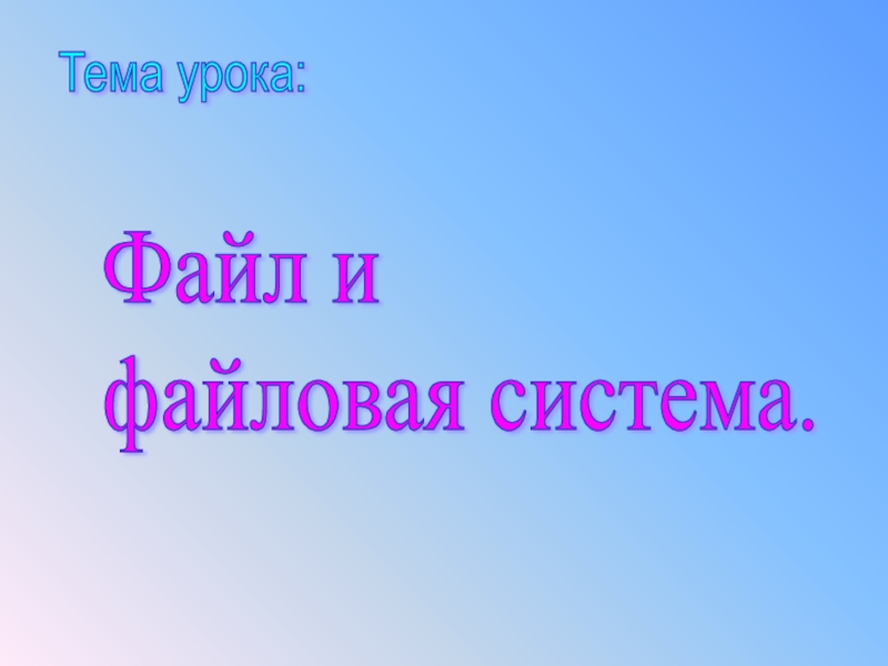 Презентация по информатике на тему Файл и файловая система