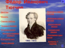 Презентация по литературе на тему Ф. И. Тютчев. Страницы жизни и творчества
