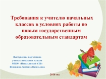 Требования к учителю начальных классов в условиях работы по новым государственным образовательным стандартам