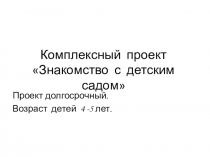Комплексный проект : Знакомство с детским садом