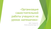 Организация самостоятельной работы учащихся на уроках математики.