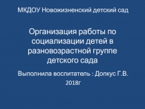 Презентация Организация работы по социализации детей в разновозрастной группе детского сада