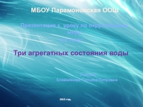 Презентация по окружающему миру на тему: Три агрегатных состояния воды (1,2 класс)
