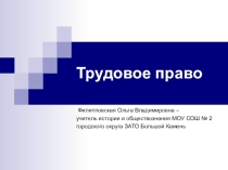 Презентация к уроку Трудовое право