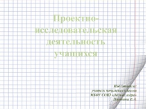 Проектно – исследовательская работа в начальной школе.