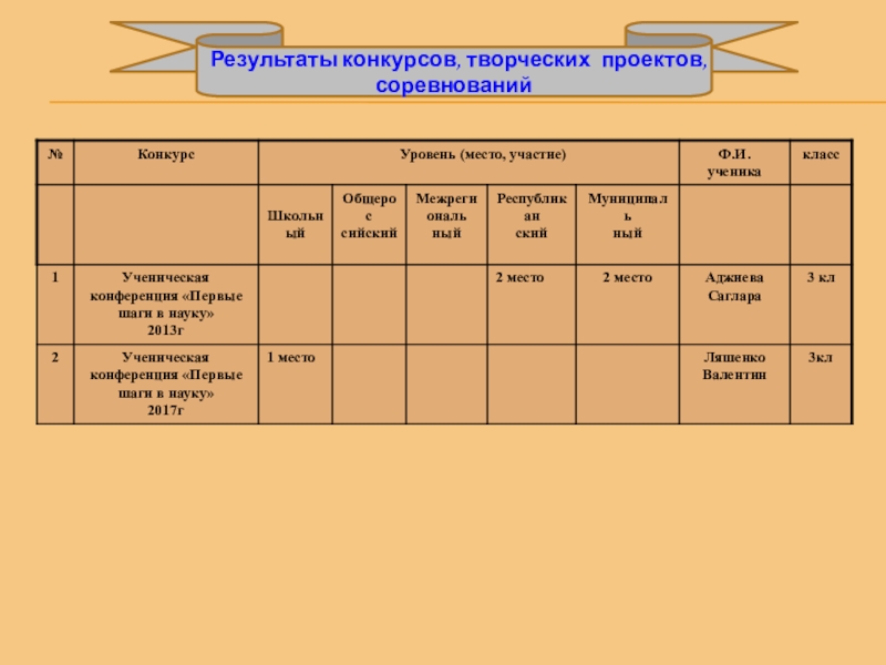 Презентация на ВК Портфолио(общая) Результаты конкурсов, творческих проектов, соревнований Результаты конкурсов, творческих проектов, соревнований