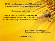 Инновационный проект : Социализация детей с ограниченными возможностями здоровья в условиях реализации программы  Пчеловодство