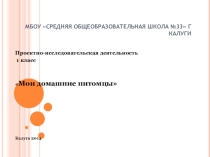 Презентация по внеклассной работе на тему Мои домашние питомцы (1 кл. )