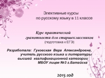 Презентация по курсу практической грамотности для старшеклассников (подготовка к ЕГЭ)