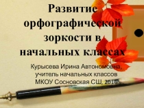 Презентация, Развитие орфографической зоркости в начальных классах.