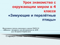 Презентация к уроку знакомство с окружающим миром на тему Зимующие и перелётные птицы(4 класс)
