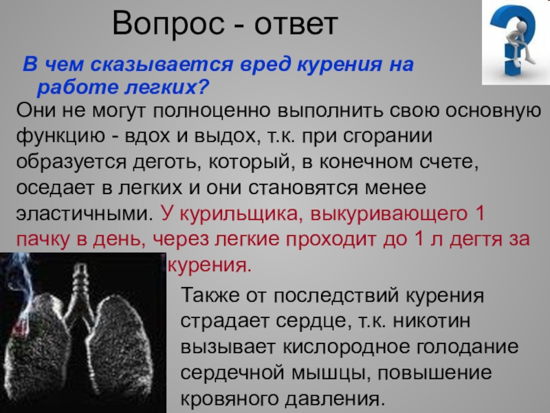 Вред в ответ на вред. Как курение вредит легким.