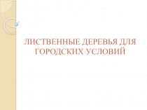 Презентация: Лиственные деревья для городских условий.