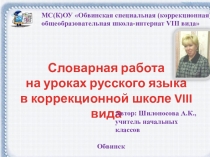Презентация Словарная работа на уроках русского языка в коррекционной школе VIII вида