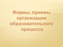 Формы, приемы организации образовательного процесса
