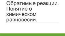 Презентация к уроку 9 класс. Обратимые реакции.Понятие о химическом равновесии.