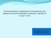Использование природных материалов для развития сенсомоторных навыков у детей от 1,5 до 3 лет.