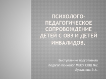 Психолого-педагогическое сопровождение детей с ОВЗ и детей инвалидов.