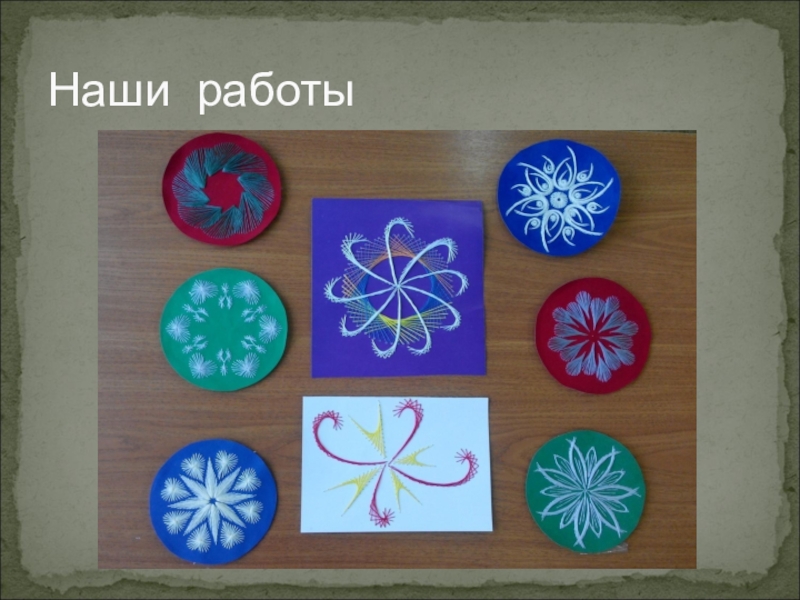 Презентация проекта ученицы 8 класса на тему: Замечательная изонить Наши работы Наши работы