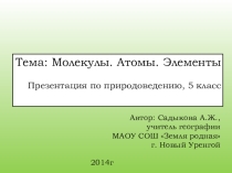 Презентация по природоведению на тему: Молекулы. Атомы.Элементы