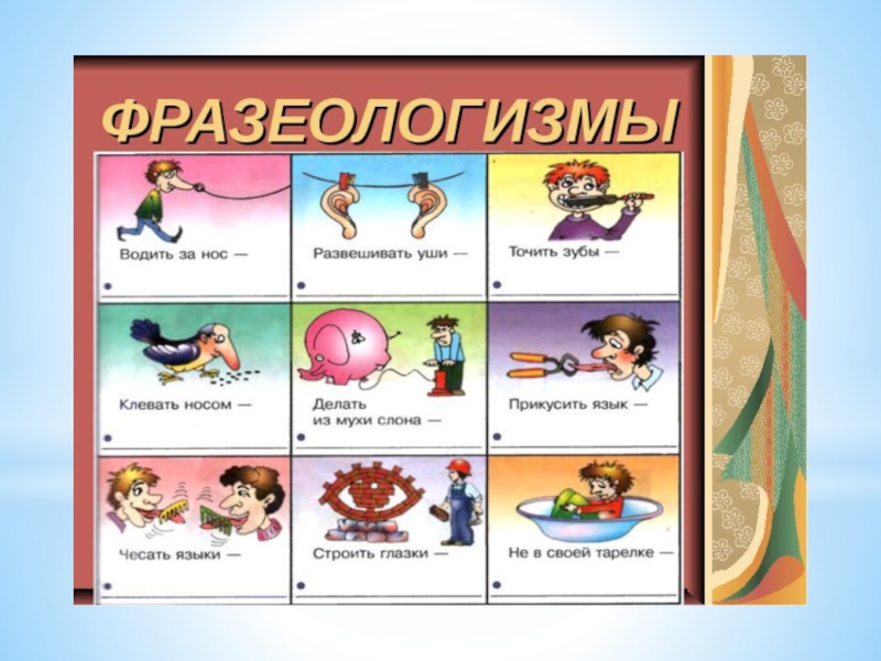 Презентация Фразеологические обороты и задания на их узнавание