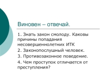 Презентация по обществознанию по теме: Виновен-отвечай