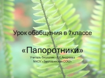 Урок обобщения по биологии 7 классПапоротники