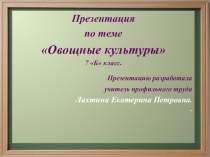 Зеленые овощи по технологии 7Б класс