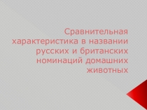Сравнительная характеристика в названии русских и британских номинаций домашних животных