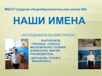Презентация исследовательского проекта Наши имена