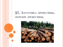 Заготовка древесины, пороки древесины.