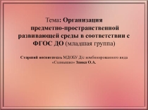 Организация развивающей предметно-пространственной среды в соответствии с ФГОС ДО (младшая группа)
